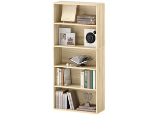 Bibliothèque étagère de rangement 5 niveaux avec étagères réglables pour salon, chambre, bureau, 60x24x133,5cm, naturel