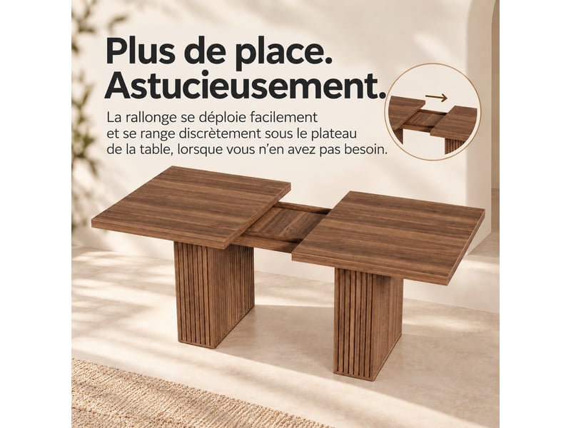  Table à manger extensible 150 à 190 cm en finition noyer, pour 6 à 8 personnes  - Conforama E