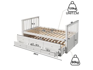 Lit mezzanine 90x200 cm <strong></strong>  <strong></strong> coloris blanc