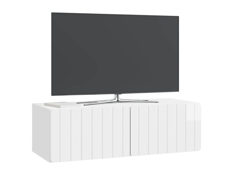  Meuble tv - banc tv - meuble de rangement mural 98 x 41 x 30 cm blanc brillant  - Conforama C