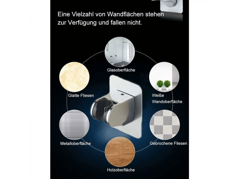  Support de douche,autocollant support de pomme de douche mural détachable avec à angle réglable, imperméable, heavy duty  - Conforama D