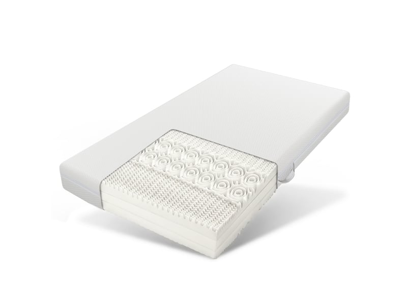 Matelas en mousse froide 90x200 cm,fermeté h2h3 réversible,7 zones de confort,housse déhoussable lavable,20 cm,blanc - Conforama A