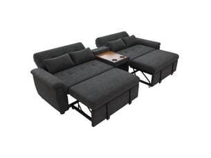 Canapé panoramique modenvie convertible 4 places en chenille gris foncé 284 x 138 x 89 cm