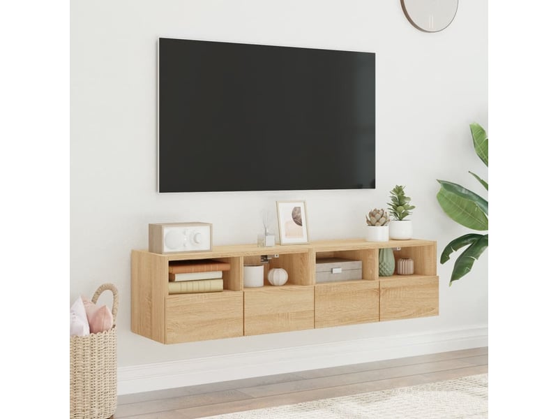  Meubles tv - banc tv - meuble de rangement muraux 2 pcs chêne sonoma 60x30x30cm bois ingénierie  - Conforama C