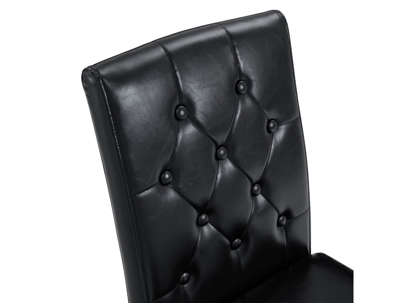  Lot de 4 chaises de salle à manger 42x46x89 cm, chaise cuisine, assise confortable, dossier piqué, pu noir, métal noir  - Conforama E