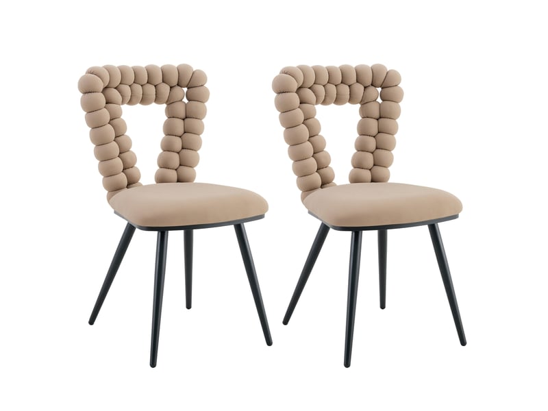  Chaise de salle à manger rembourrée en pvc et métal noir  - Conforama A