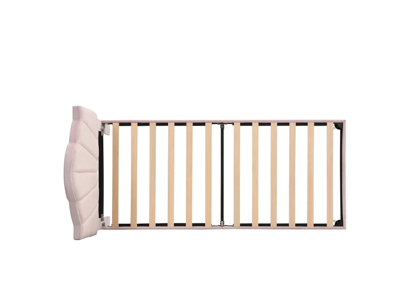  Lit rembourré 90x200 cm en velours, lit simple avec tête réglable et pieds en fer doré, sans matelas, rose  - Conforama E
