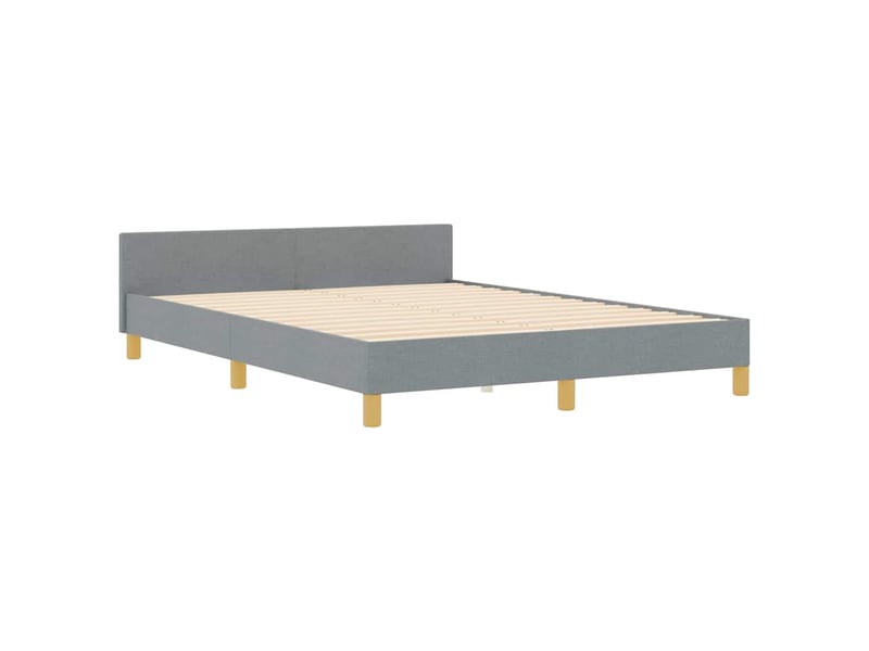  Lit double- lit adulte -  cadre de lit avec tête de lit gris clair 160 x 200 cm tissu  - Conforama C