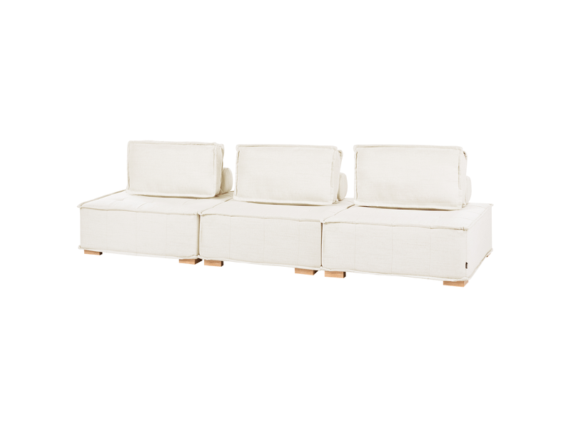 Canapé modulable 3 places tibro tissu blanc cassé - Conforama D