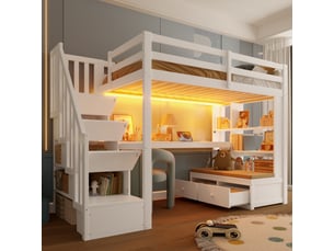 Lit mezzanine 90x200 cm <strong>OOIILLEE</strong> <strong></strong> coloris blanc