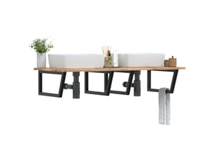 Étagère de vasque | étagère murale acier et bois massif d'acacia shl5103