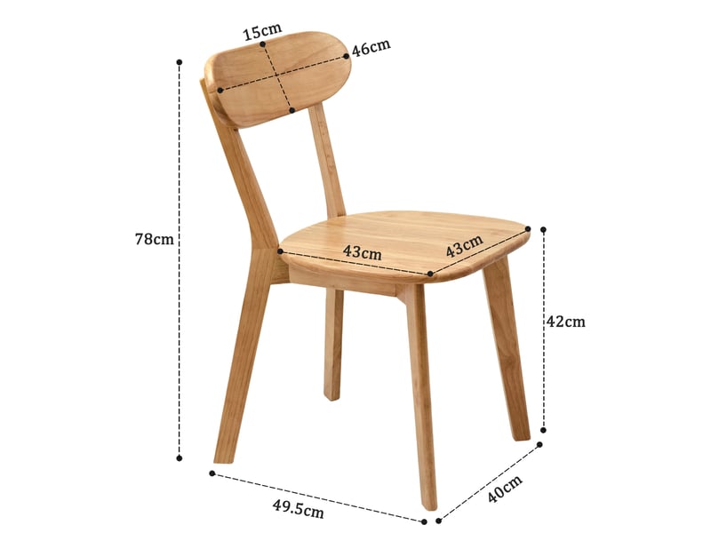  Lot de 2 chaises de salle à manger 49,5x43x78 cm dossier incurvé bois couleur bois, design naturel, confort optimal  - Conforama C