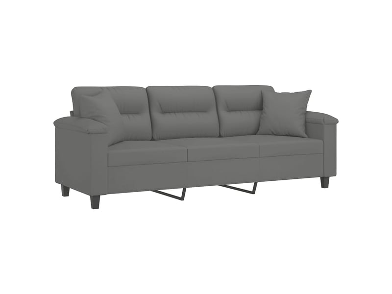 Canapé 3 places, canapé droit fixe avec oreillers gris foncé 180 cm  - Conforama C