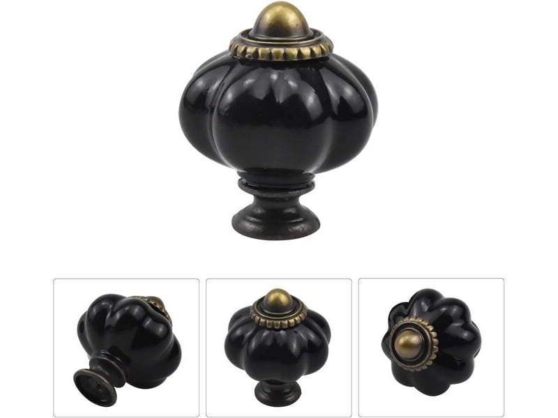 Paquet de 6 poignées en acrylique noir, poignées vintage pour armoires de cuisine, tiroirs et portes - Conforama B