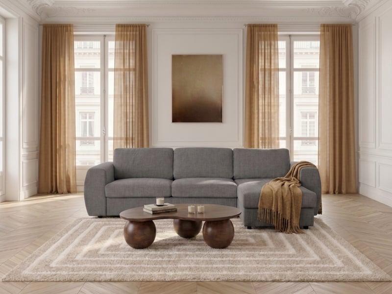  Bobochic canapé d'angle réversible convertible coffre hugo ouverture express tissu texturé gris foncé 140x190 réversible HUGO - Conforama C