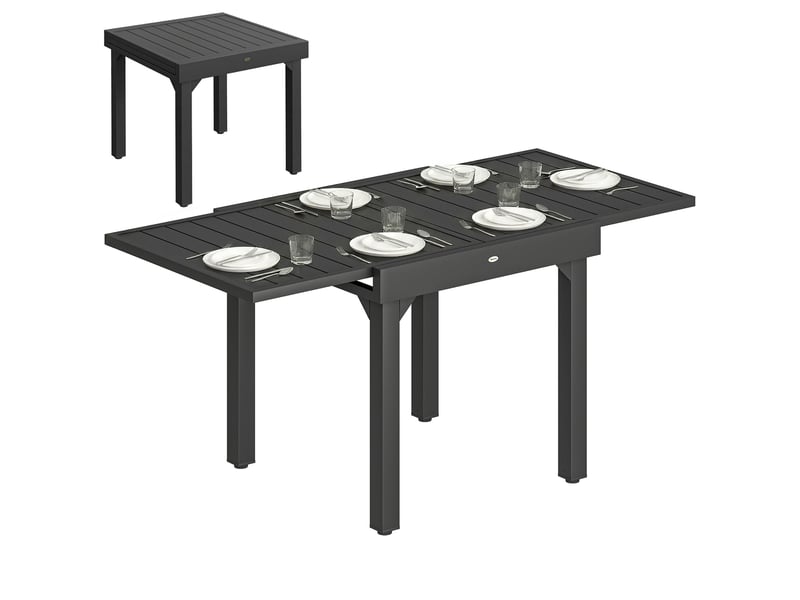  Table de jardin extensible d'extérieur 80160 cm pour 4 à 6 personnes, rectangulaire, noire, idéale pour terrasse.  - Conforama A