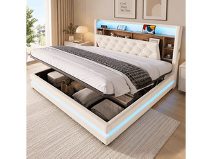 Lit coffre 180x200 cm <strong></strong>  <strong>Seren Glow</strong> coloris beige