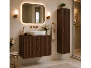 Meuble colonne suspendu de salle de bain bello noyer foncé 35 × 136 cm