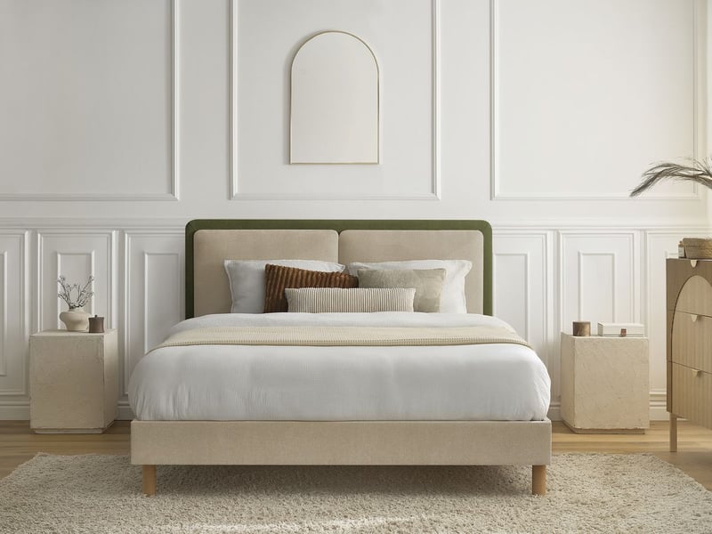  Bobochic lit mara tissu texturé bicolore avec lattes massives vert 180x200 MARA - Conforama E