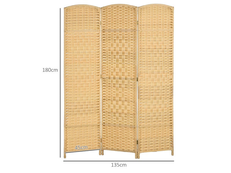  Paravent intérieur en bois 3 panneaux séparateur de pièce pliable pour salon chambre bois naturel 135 x 180 cm  - Conforama C