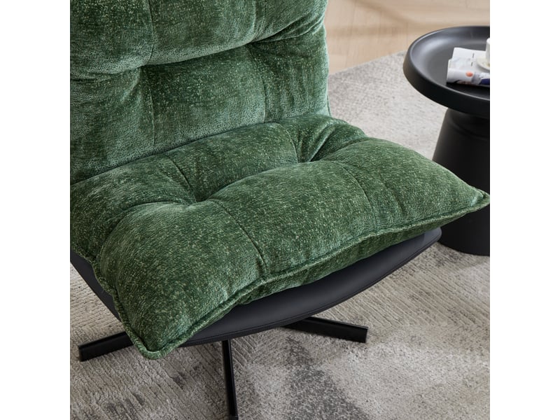  Fauteuil relax vert foncé pivotant 360° avec dossier réglable  - Conforama C