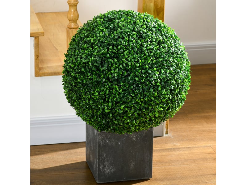  Lot de 2 boules de buis artificielles vertes ø 50 cm en plastique, décoration intérieure et extérieure élégante  - Conforama E