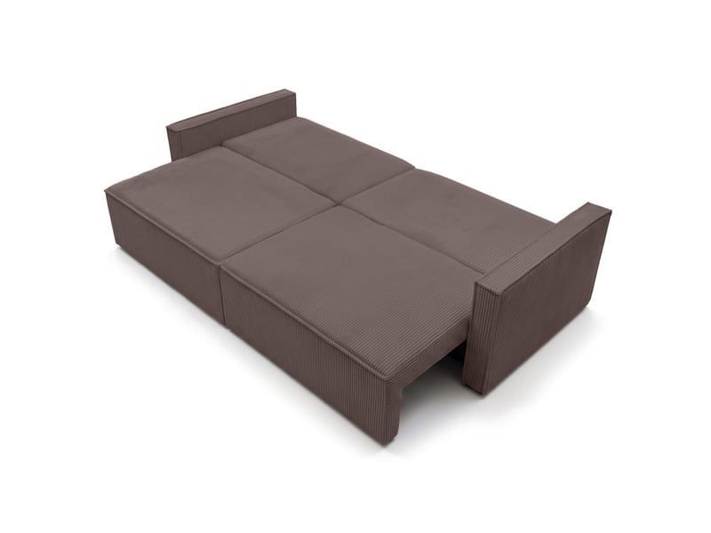  Farah - canapé droit 3 places convertible accoudoirs slim en velours cotelé  - Conforama C