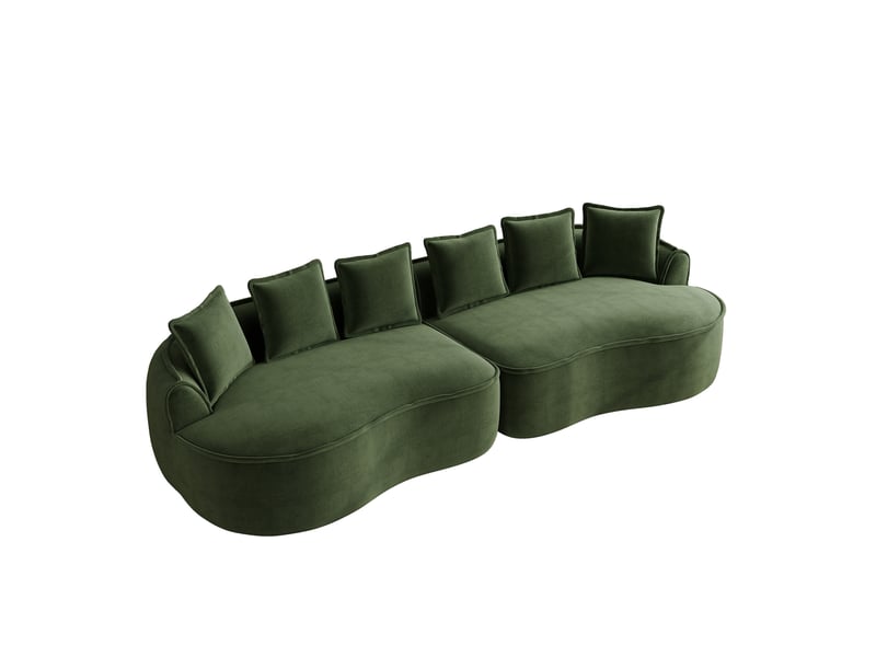  Canapé modulaire 4 places vert en chenille avec coussins  - Conforama A