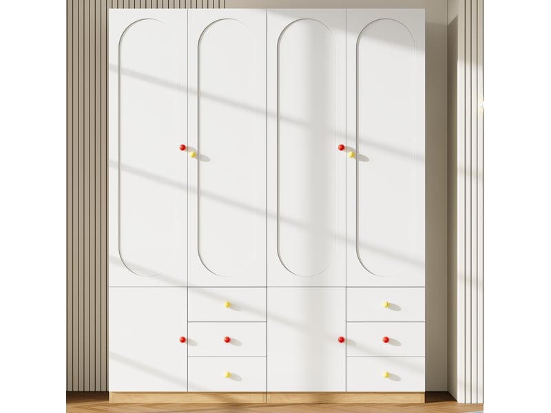  Armoires modenvie lot de 2 à 2 portes avec tiroirs et penderie 80 x 50 x 200 cm blanc  - Conforama D