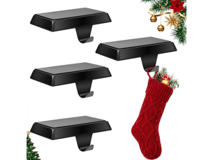 Ensemble de 4 crochets métalliques noirs pour chaussettes de noël, idéal pour décorer les cheminées, les fenêtres