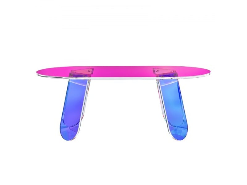  Table basse en acrylique irisé table d'appoint 950 x 500 x 350 mm bout de canapé en acrylique de 12 mm d’épaisseur charge maximale 25 kg grande table de salon rangement pour chambre balcon café  - Conforama B