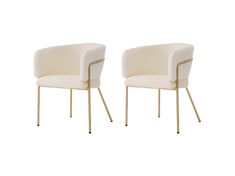  Fauteuils lot de 2 pour salon et chambre - lpospi - assise généreuse, 4 pieds métal, fourrure synthétique - blanc  - Conforama A