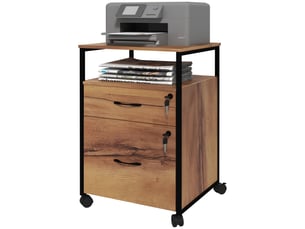 Caisson de bureau mobile 2 tiroirs et 1 étagère sur roulettes marron 44 x 40 x 66,5 cm