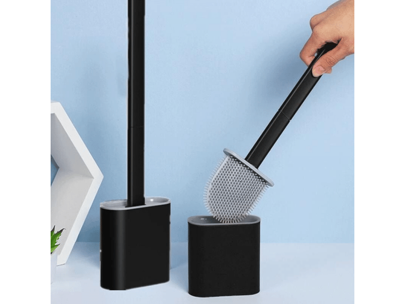  X brosse wc et support en silicone tpr noir, amovible, avec base de filtre à eau  - Conforama C