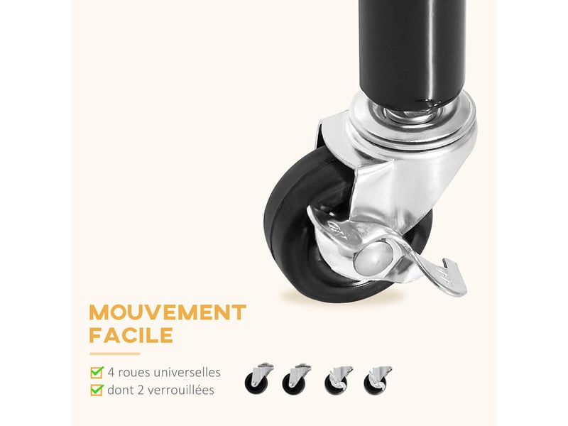  Portant à vêtements avec roulettes en acier noir 150 x 60 x 170 cm  - Conforama E