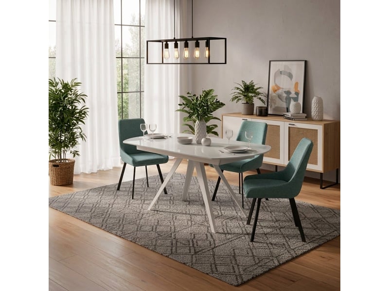 Table de salle à manger extensible en verre et métal 120180x90 float - blanc - Conforama B