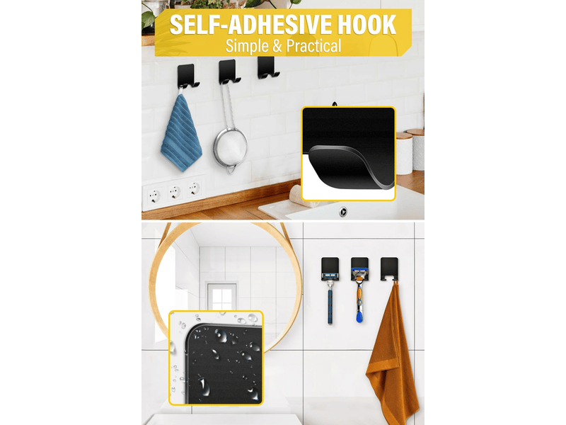  4 pièces support de douche, crochet autocollant support de douche crochet adhésif en acier inoxydable, salle de bain et cuisine  - Conforama D