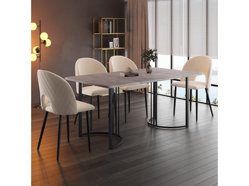  Table de séjour rectangulaire fixe gris - 80x140-140max. Cm mdf table gris - Conforama B