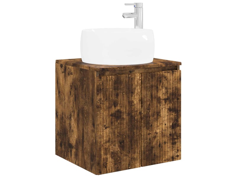 Vanité de lavabo mural, meuble de rangement chêne fumé 49.5x44.5x66 cm shl9547 - Conforama A