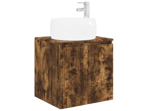 Vanité de lavabo mural, meuble de rangement chêne fumé 49.5x44.5x66 cm shl9547