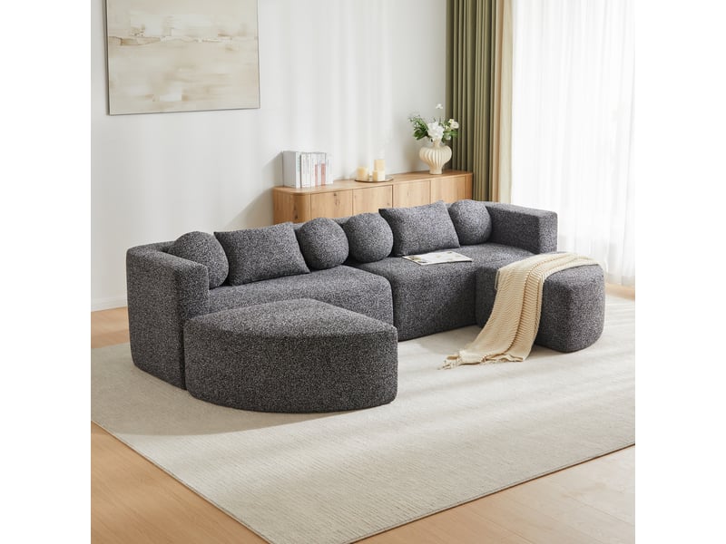  Canapé convertible, canapé-lit – noir, en chenille, sans montage, style cloud  - Conforama E