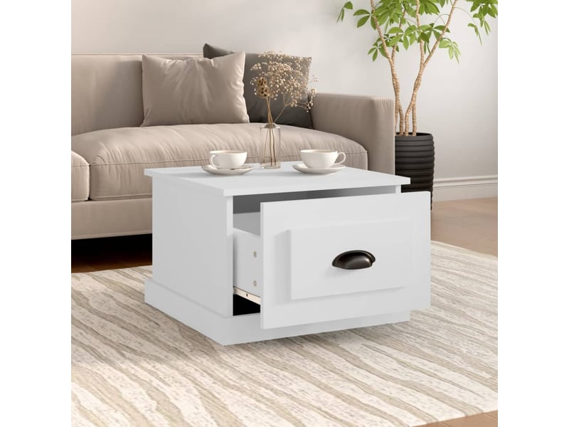  Table basse | table d'appoint salon blanc 50x50x35 cm bois d'ingénierie  - Conforama C