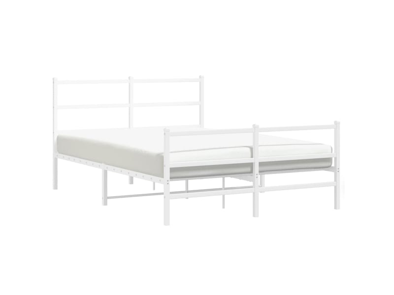 Lit double- lit adulte - cadre de lit métal sans matelas et pied de lit blanc 140x200 cm - Conforama C