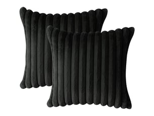 Lot de 2 housses de coussin 51 x 51 cm peluche noir chicfurn