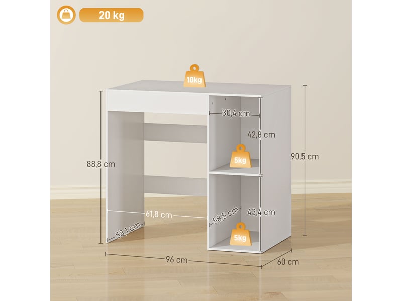 Meuble machine à laver, armoire machine a laver et sèche-linge avec 2 compartiments ouverts, blanc, 96 x 60 x 90,5 cm - Conforama C