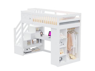 Lit mezzanine 90x200 cm <strong></strong> <strong>CozyNest</strong> coloris blanc