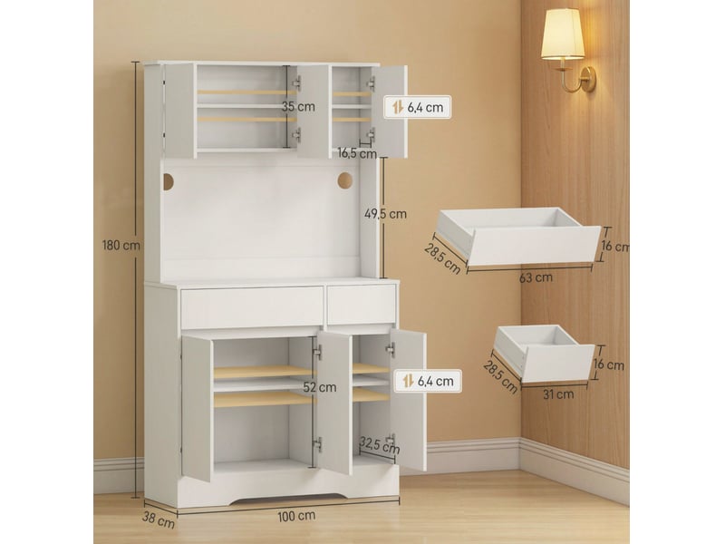 Buffet de cuisine haut 6 portes 2 tiroirs avec led rgb evryae - Conforama E