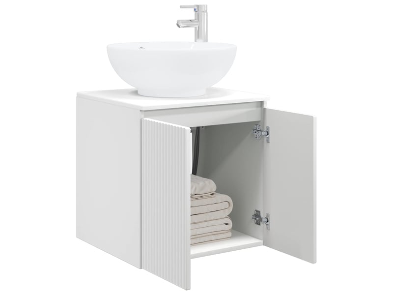 Vanité de lavabo mural, meuble de rangement blanc 49.5x44.5x65 cm shl3265 - Conforama C