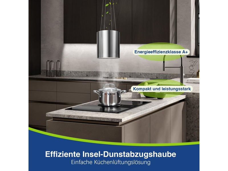 Hotte aspirante îlot à recyclage en inox 35 cm, hotte îlot 700 m³h, 3 vitesses, filtre à charbon actif et éclairage led  - Conforama B