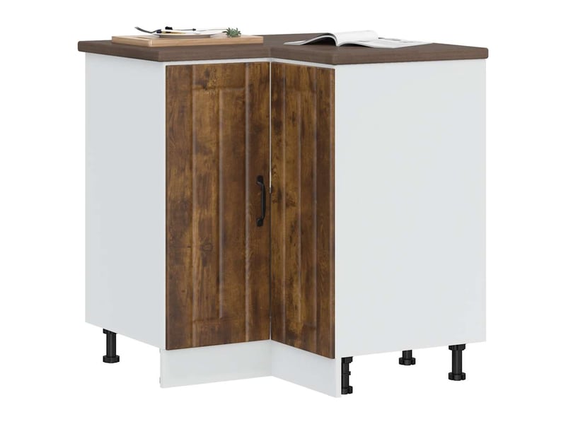  Armoire d'angle de cuisine lucca chêne fumé bois d'ingénierie  - Conforama C